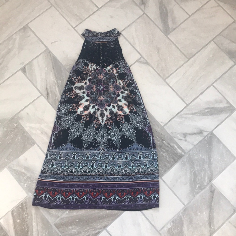High neck bohemian dress